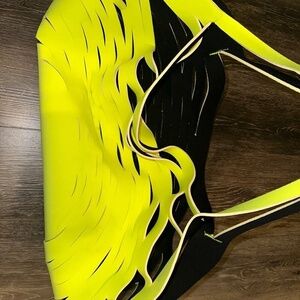 Pulp Riot Reversible Neon Lime Green Black hair care Expandable Tote‎ Bag beach
